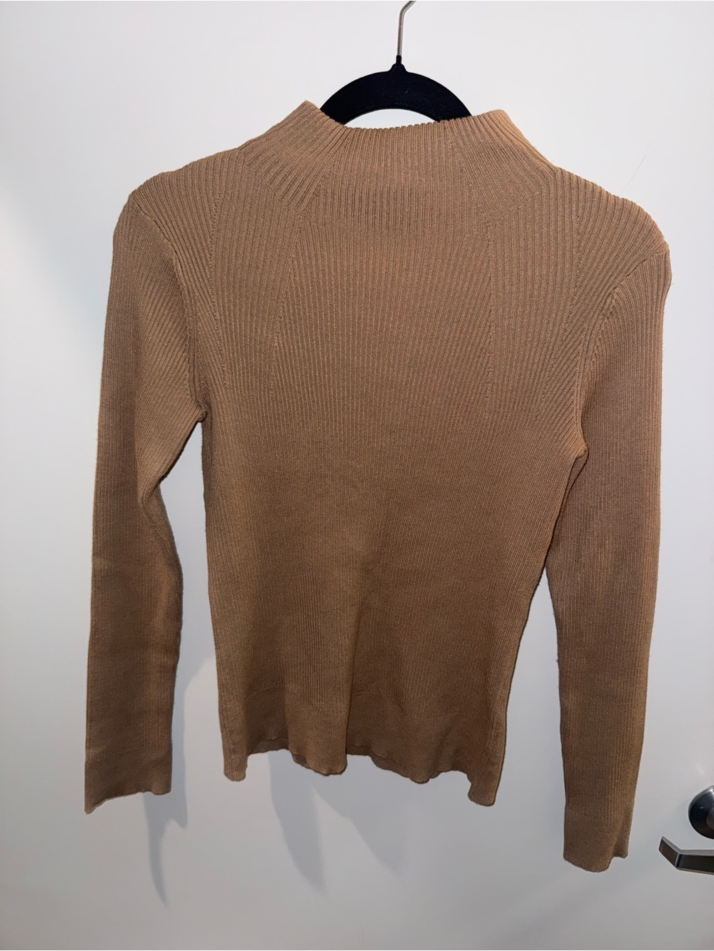 Melissa Paige Slim Ribbed Cowl Neck Sweater - Camel NWT